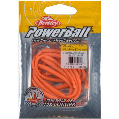 Berkley Powerbait Floating Trout Worm Fl Orange 3" 15ct