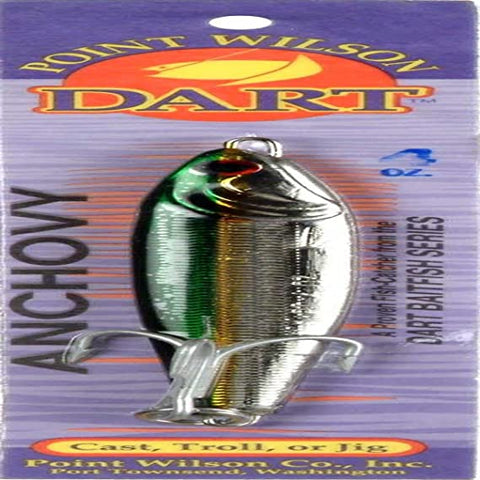 Point Wilson Dart Anchovy Jig, 4-Ounce, Green Nickel