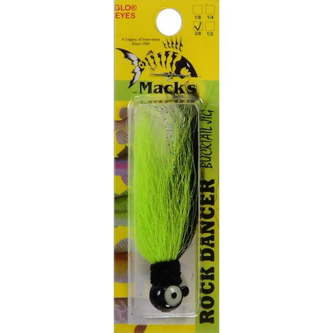 Mack's Lure Rock Dancer 3/8 Oz. Black/Chartreuse, Fishing Jigs 18196