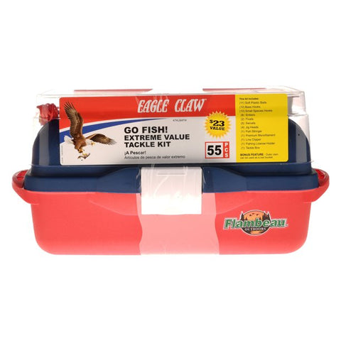 Eagle Claw Go Fish Extreme Tackle Box Kit with Assorted Tackle