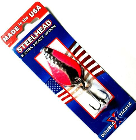 Double X Tackle - Hot Pink & Nickel Metal Extra Heavy Steelhead Fishing Spoon 1/2oz
