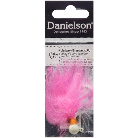 Danielson Steelhead Jig Fishing Equipment, 1/4 Oz., Pink/White, Fishing Jigs