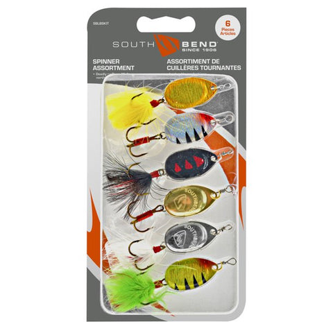 South Bend Spinner Assortment 6 ct Carded Pack, Spinners In Line