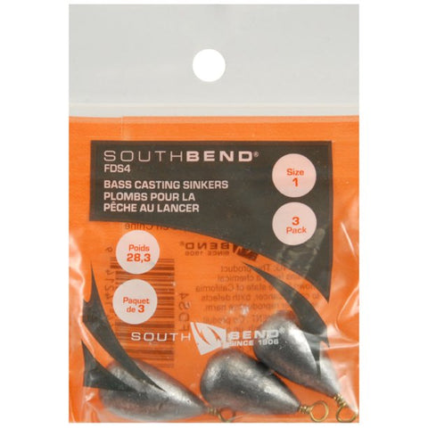 South Bend Bass Casting Sinkers Size 1, 3pk