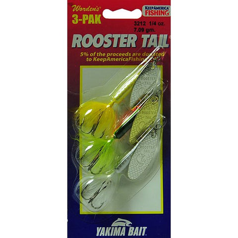 Yakima Bait Worden's Rooster Tail Spinner Trophy Fishing Lure Kit, 1/4 oz., 3 Count, 3212